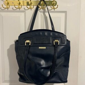 Brooks Brothers Classic Navy Leather Work Bag